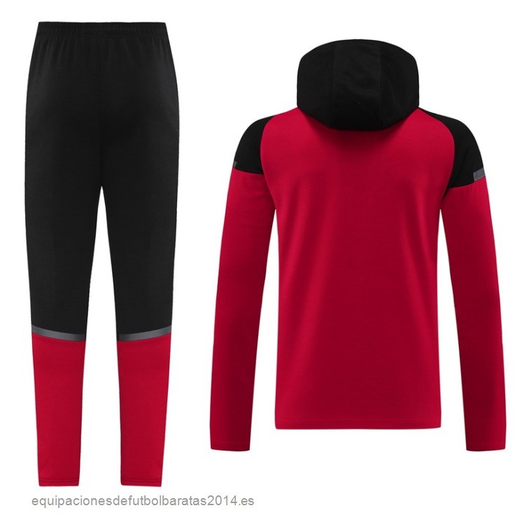Nuevo Conjunto Completo Chaqueta Con Capucha AC Milan 24/25 Negro Rojo Baratas